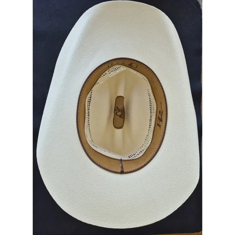 Resistol Denison Double RR Collection 7X Bangora Straw Cowboy Hat Beige